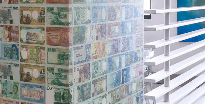 Currency style wall paper